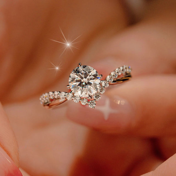 Eternal Heart Moissanite Couple Engagement Ring, One-Carat S925 Sterling Silver, Unique Adjustable Open Buckle Design
