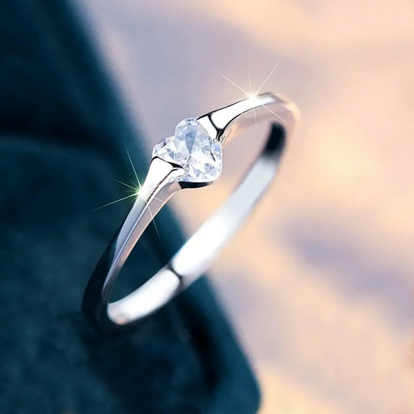Silver Love Heart & Peach Heart Ring – Sweet and Delicate Fashion Jewelry for Women